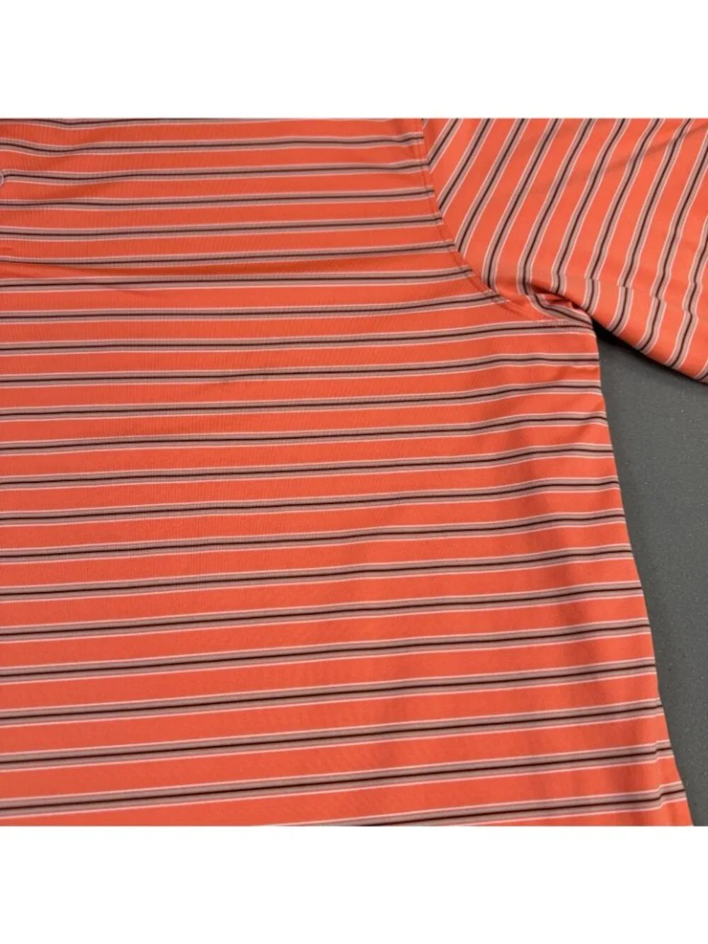 Nike Golf Polo Shirt Mens Size XL Orange Striped Dri-Fit Stretch Golf Summer